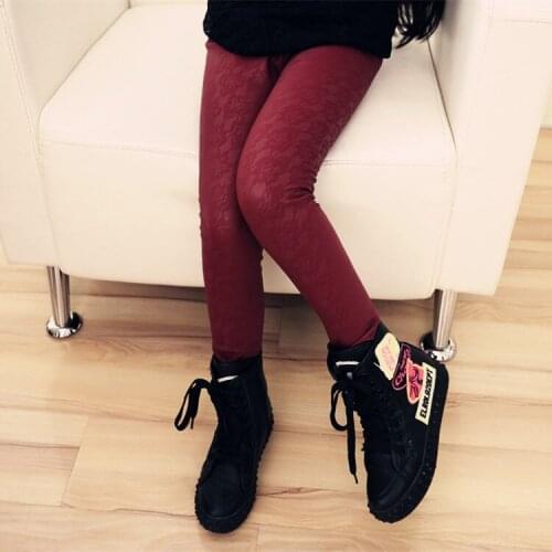 Girls Leggings Autumn Spring Kids Pants Lace flower Cotton Skinny Pencil Pants With Elastic Waist 3-12 Years Old