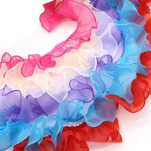 2 meters 8cm Glass Yarn Wave Edge Wrinkled Organza Ribbon DIY Craft Doll Toy Clothing Accessories Curtain Trim Decoration