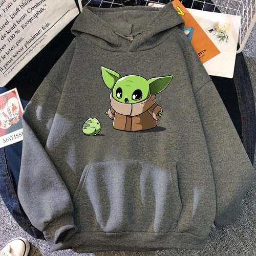 Kawaii Disney Baby Yoda Men Hoodies Cartoon Star Wars Mandalorian Mens Sweatshirts Hipster Urban Trend Hoodie Vintage Couple Top