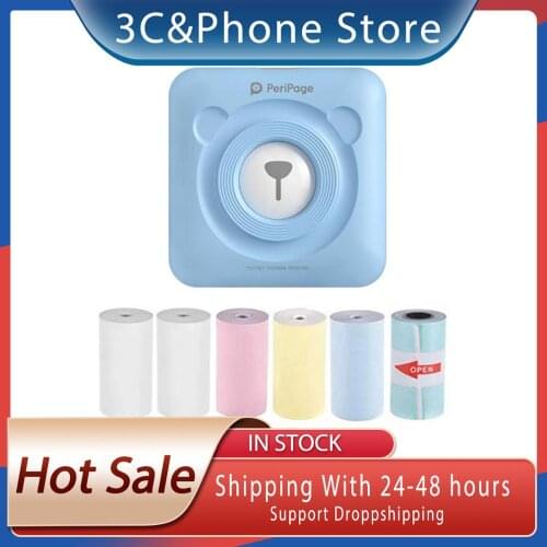 Mini Portable Thermal Printer Paper Photo Pocket Thermal Printer Bluetooth Sticker Printer for iOS/ Android 203DPI 2021 Hot Sale