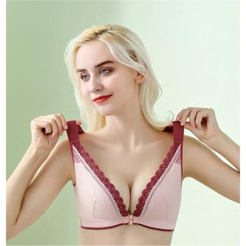 Fashion Thin Lace Stitching No Rims Front Buckle Sexy Lingeries Women Bras Plus Size 110DE 48DE Ladys Underwear Bralette