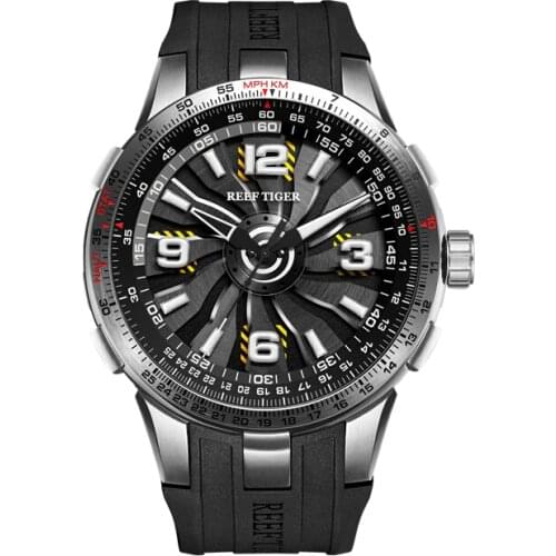 Reef Tiger Aurora Serier RGA3059 Men Fashion Sport Flight Dashboard Rotation Trubine Dial Automatic Mechanical Wrist Watch