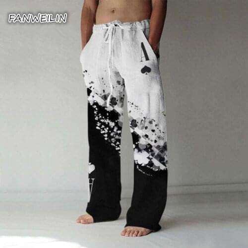 2021 Autumn New Mens Casual Pants Poker Black Heart A Print Male Hip Hop Trousers Plus Size Streetwear Sweatpants Pantalon Homme