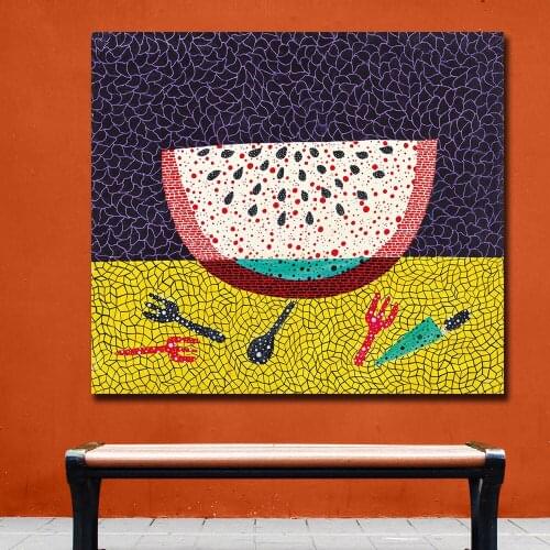 Wall Art Kusama Yayoi Mountain Watermelon II Painting for Living Room Home Decoration Oil Painting on Canvas Wall Painting