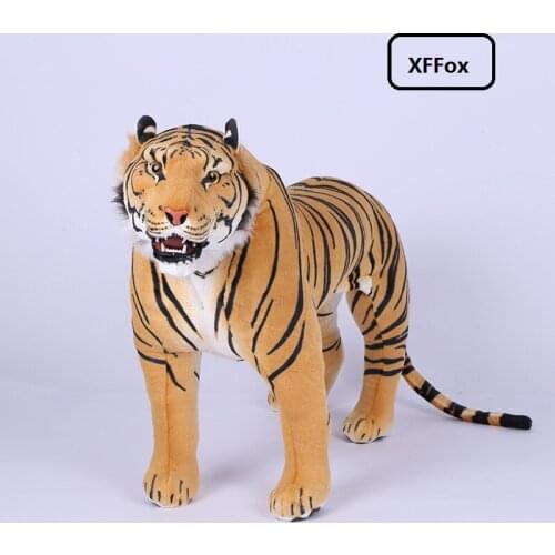 New plush yellow tiger toy simulation big standing tiger doll birthday gift about 80x60cm xf0929