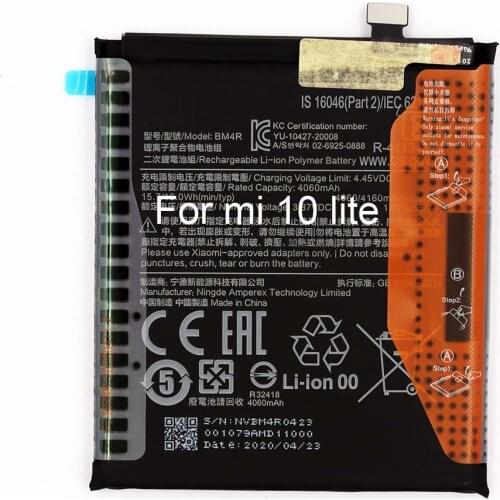 Original BM4R Built-in Battery for xiaomi 10 lite support fast charge with 4000mAh capacity including battery adhesive