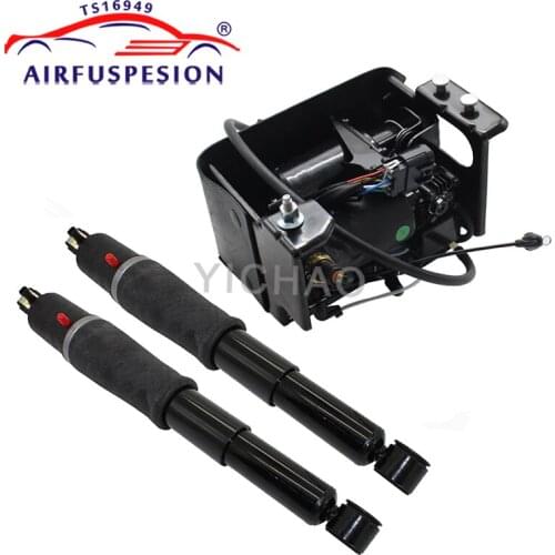 Pair Rear Air Suspension Shock + Air Compressor Pump For Cadillac Escalade Tahoe GMC Yukon 25979394 1575626 15254590 19299545
