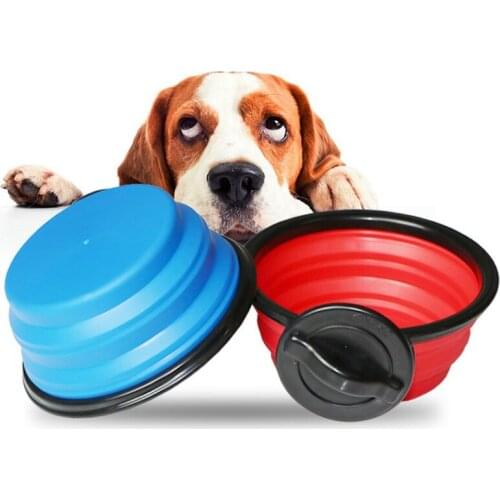Portable Pet Dog Bowl Collapsible Silicone Cat Food Water Drinking Cage Cup Hanger Outdoor Puppy Food Container Feeder Dish