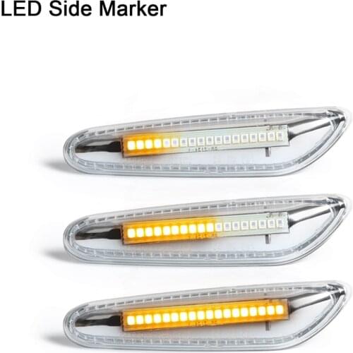 Clear Lens Dynamic Flowing Amber LED Side Marker Turn Signal Lights Blinker Lamp for BMW E46 E60 E61 E90 E91 E81 E82 E88 X3 X1
