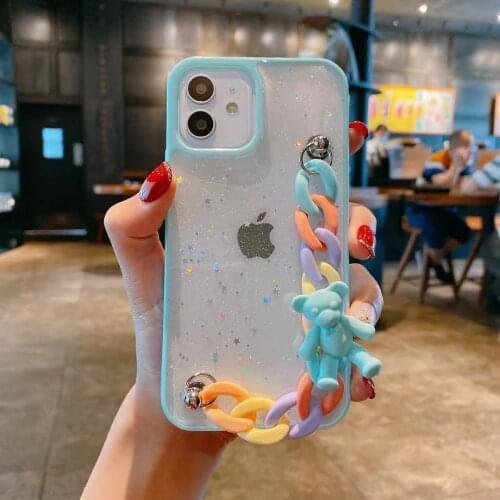 Wrist Strap Transparent Phone Case For iPhone 11 11Pro Max XR XS Max X 7 8 Plus 11Pro 12 Pro bumper Back shell protective Cover