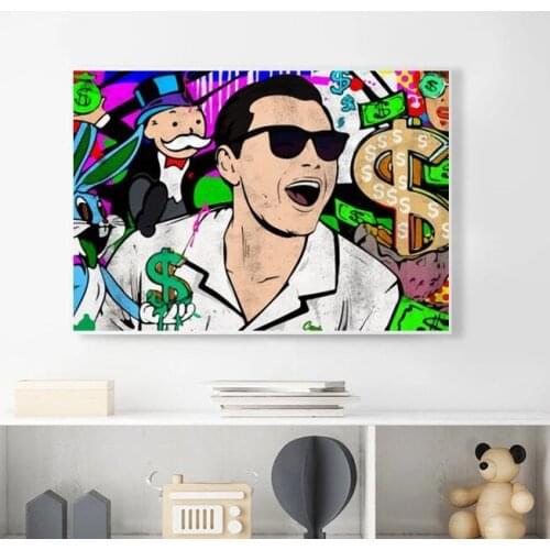 Hand Made Oil Painting Alec Monopoly On Canvas Graffiti Art Oil Painting For Wall Decoration