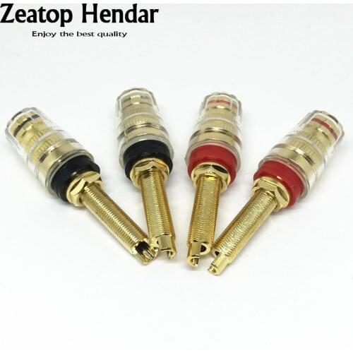 100Pcs Brass 67mm Long Thread Speaker Socket Gold Plated Terminals Binding Post 4mm Banana Female Plug Audio Connector