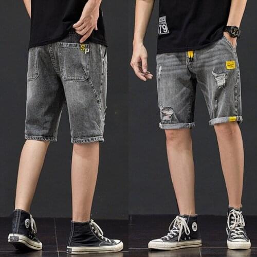 2021 Men’S Summer Light Weight Ripped Thin Denim Shorts,Loose-fit Distressed Short Jeans,Stylish&Cool,Youth Fashion Must