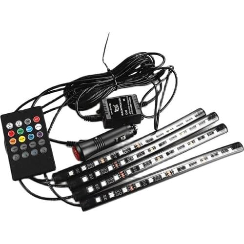 Car RGB LED Strip Light Music Control LED Strip lights 8 Colors Car Styling Atmosphere Lamps Car Interior Light With Remote