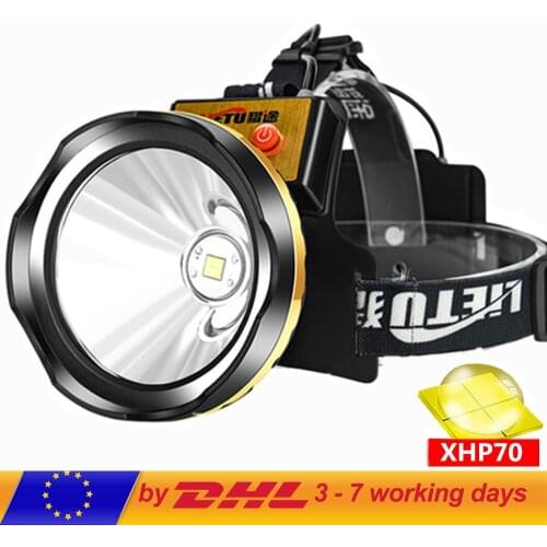 XHP70 LED USB Head Lamp Built-in Battery 12000mAh Powerful Headlight 1500m Long Range Rechargeable Headlamp Waterproof