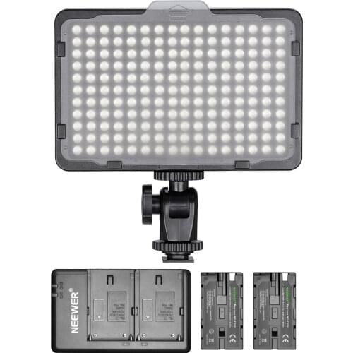 Neewer Dimmable 176 LED Video Light with 2-Pack 2600mAh Li-ion Battery and Dual USB Battery Charger Lighting Kit for Canon,Nikon