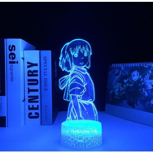 Spirited Away Anime Ogino Chihiro LED White Base Light for Child Birthday Gift Bedroom Decor Night Light Room 3D Desk Lamp