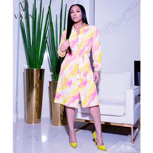 VAZN 2021 Deep V-neck Night Party Shinny Bodycon Slim Striped Maxi Dress Full Sleeve Bandage Energetic Suitable Dress