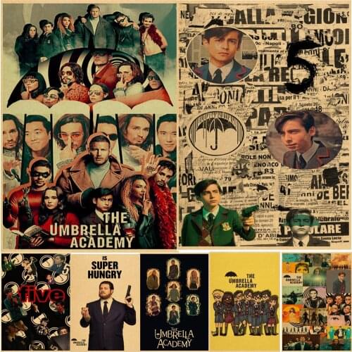 Vintage Movie Poster The Umbrella Academy Kawaii Hamilton Retro Kraft Paper Poster For Living Room Bar Decor WALL Stickers