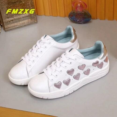 FMZXG Women Casual Shoes Slip On Shoes For Women Flats Genuine Leather Bling Woman Luxury Brand 2018 Designers Platform Shoes