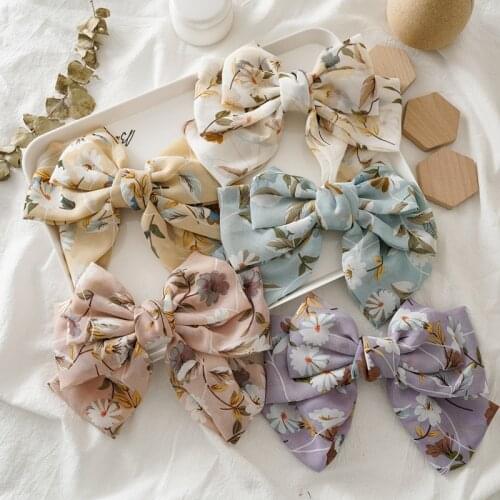 New Fashion Cloth Sweet Three-tiered Flowers Chiffon Big Bow Hairpin Ponytail Barrettes Women Girls Hair Accessoriesr Headwear