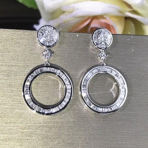 2021 Sparkling Circle Earrings The Best Quality Womens Fine Jewelry with 100% 925 Sterling Silver High Carbon Diamonds Jewelry