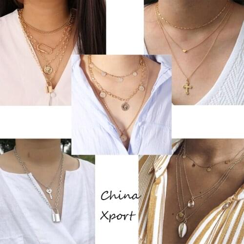 Female necklace key lock cross shell queen figure pendant best sellers women necklace fashional design elegant graceful necklace