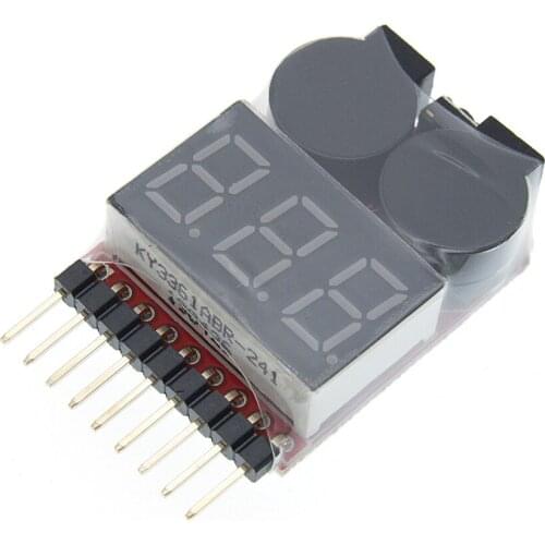 1-8S Lipo/Li-ion/Fe RC helicopter airplane boat etc Battery Voltage 2 IN1 Tester Low Voltage Buzzer Alarm