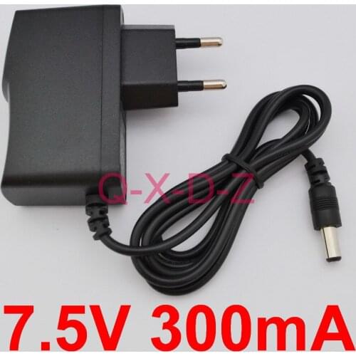 1PCS 7.5V 300mA New AC 100V-240V Converter Adapter DC 7.5V 0.3A 300mA Power Supply EU Plug DC 5.5mm x 2.1mm