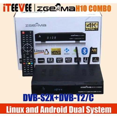 Best ZGEMMA Satellite Receiver H10 COMBO DVB-S2X/T2/C Hi3798MV200 Built-in WIFI 4K UHD Linux Enigma2 & Android Satellite Decoder