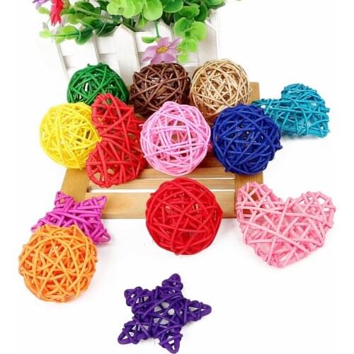 10PCS Colorful Rattan Ball Round/Heart/Star Sepak Takraw DIY Rattan Ball Home Garden/Birthday/Wedding Party Decoration Supplies