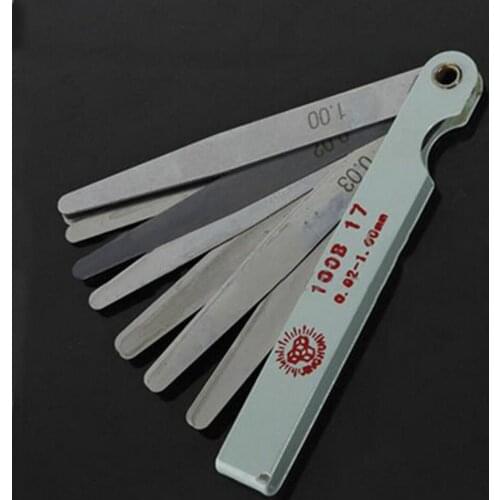 17 Blades Spark Plug Thickness Gap Metric Filler Feeler Gauge Metric Measurement 0.02 to 1mm Steel Measuring Tools 100mm