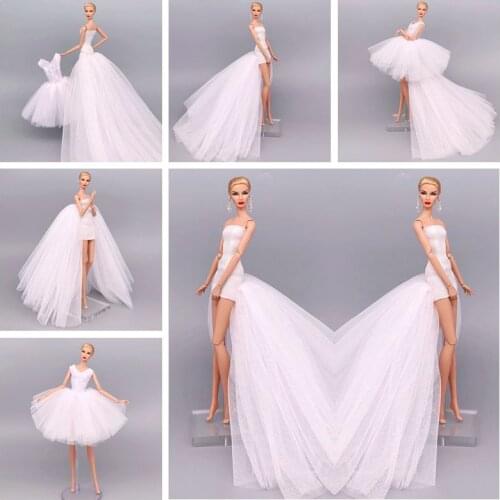 2pcs/lot Handmade White Princess Wedding Dresses 30cm Doll Outfit for Barbie Clothes Ballet Dress Party Gown 1/6 BJD Accessories