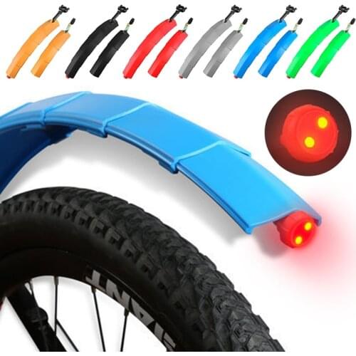 2 PCS Telescopic Folding Bicycle Fenders Mudguard Set With Taillight Bicycle Front Rear Fender MTB Bike Mud Guard Bicycle Parts