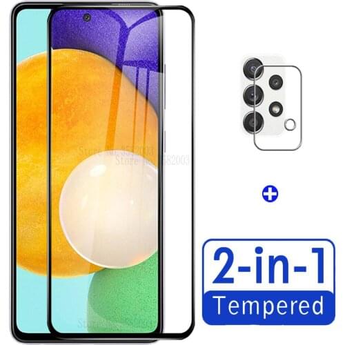 2in1 HD Black Protective Glass for samsung a52 Camera Screen Protector for samsung galaxy a52 a 52 samsunga52 Glass on SM A52 5G