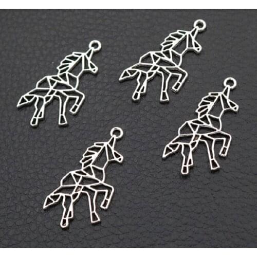 20pcs Hollow Metal Charms Fly Horse unicorn Silver Color Plated Pendant Making DIY Handmade Jewelry Findings 34*16mm