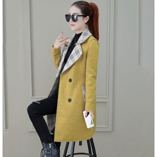 2019 autumn and winter woolen coat female Mid-Long New Korean temperament womens popular Outerwear woolen coat MX18D9662