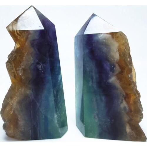 300g crystal wand natural raw fluorite quartz point blue fluorite tower points Mineral Specimen healing 1pcs