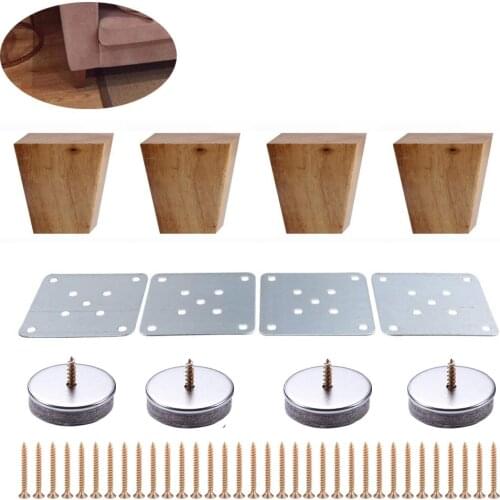 4pcs 8cm Height Solid Wooden Right Angle Trapezoid Furniture Legs Sofa Bench Closet Cabinet Feet Couch Dresser Armchair foot