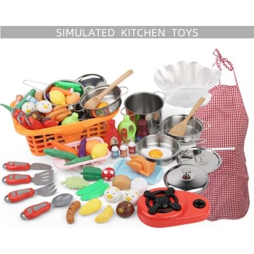 42pcs Kitchen Cooking Set Girls Boys Vegetable Playset Toy for Kids Early Age Development Educational Pretend Play JS22