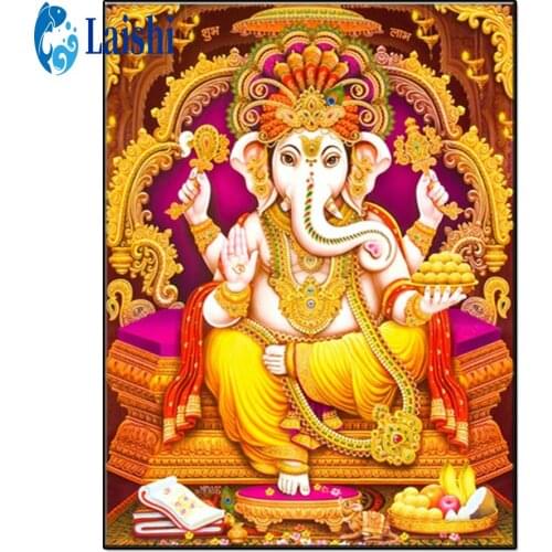 5D Diamond Painting Ganesha, religious art Full Round Drill Mosaic Diamond Embroidery Cross Stitch Kit Home Decor Christmas Gift
