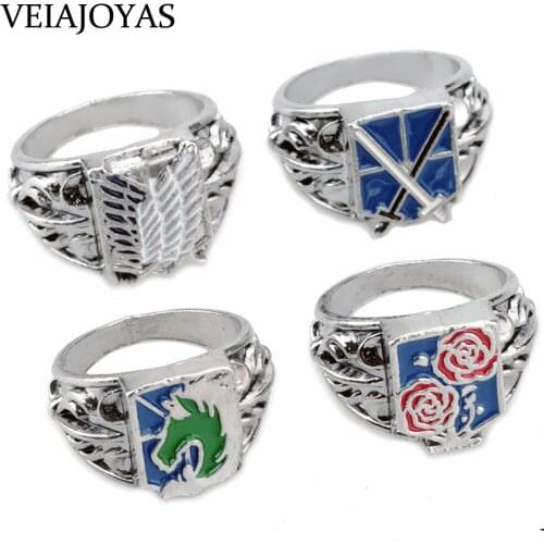 9# Anime Attack on Titan Ring Wings Of Liberty Rose Sword Flag Finger Rings For Women Men Jewelry Cosplay Party Alloy Rings souv