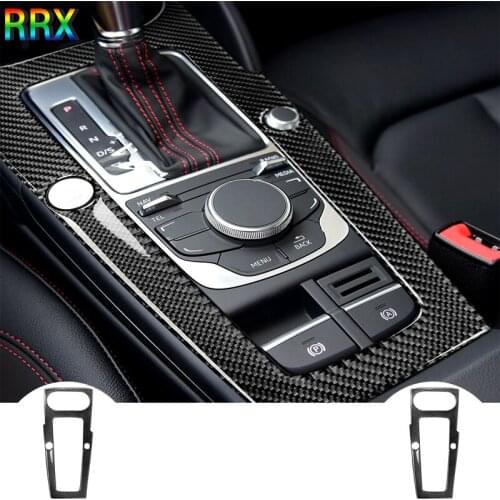 RRX Interior Accessories Carbon Fiber Control Gear Shift Panel Decorative Cover Trim For Audi a3 2014 2015 2016 2017 Car Styling