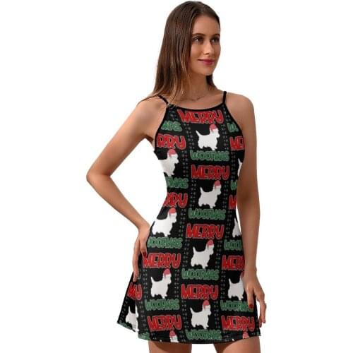 West Highland White Terrier Dress Suspender Pattern Disco Dresses Cheap Youth Spandex Casual One-Piece Dress