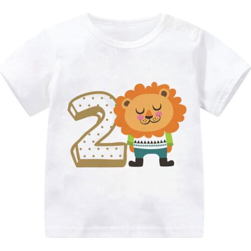 Childrens Digital Cartoon Birthday Boy T Shirts For Children Happy Animal Girls T Shirts Birthday Gift White Birthday T Shirt