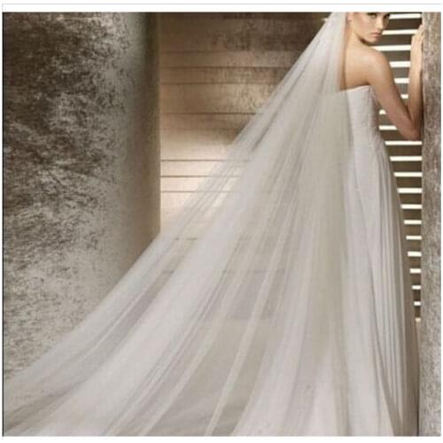 New White/Ivory 2 Layer 3M Soft Cathedral Bridal Wedding Veil With Comb