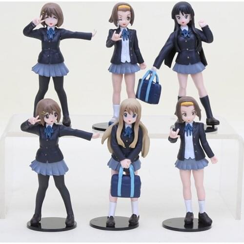 10cm 6pcs/set Japan anime k-on!action figure Akiyamn Mio Yui Hirasawa school ver .PVC Action Figure Toys kids