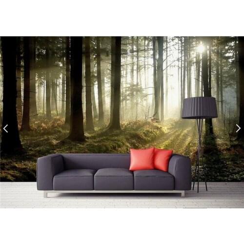 Natural landscape painting custom woods beautiful trees green eyes bedroom tree stickers decorative wall covering any size