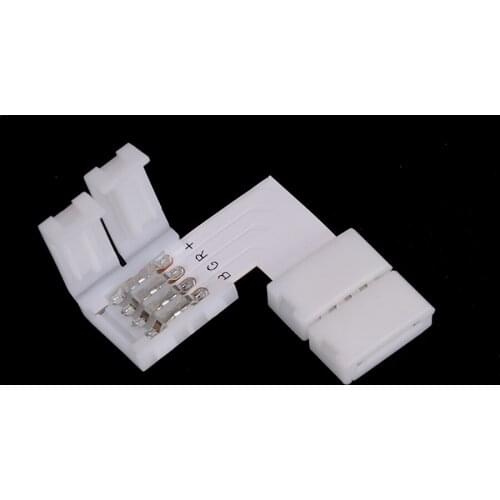 JETTING 2PCS RGB LED Strip Connector 4pin 10mm L Shape Free Welding Connector White Color