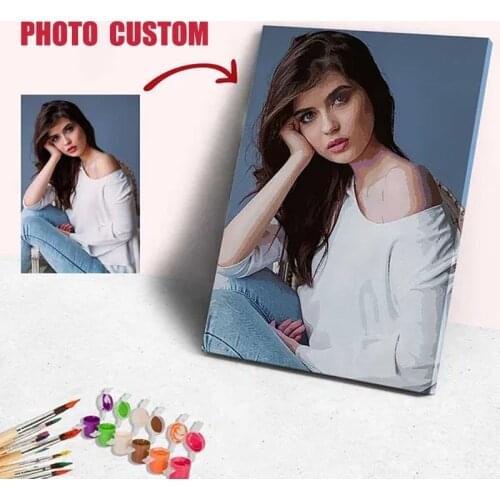 Photo Customized Painting By Numbers Photo Custom DIY Oil Paint Picture Drawing Canvas Portrait Family Children Pets Photo